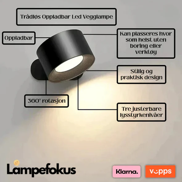 Oppladbar LED Vegglampe Lampefokus.no
