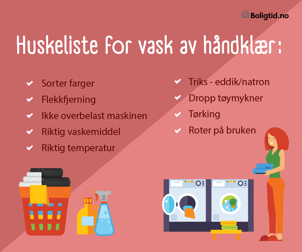 Huskeliste for vask av håndklær