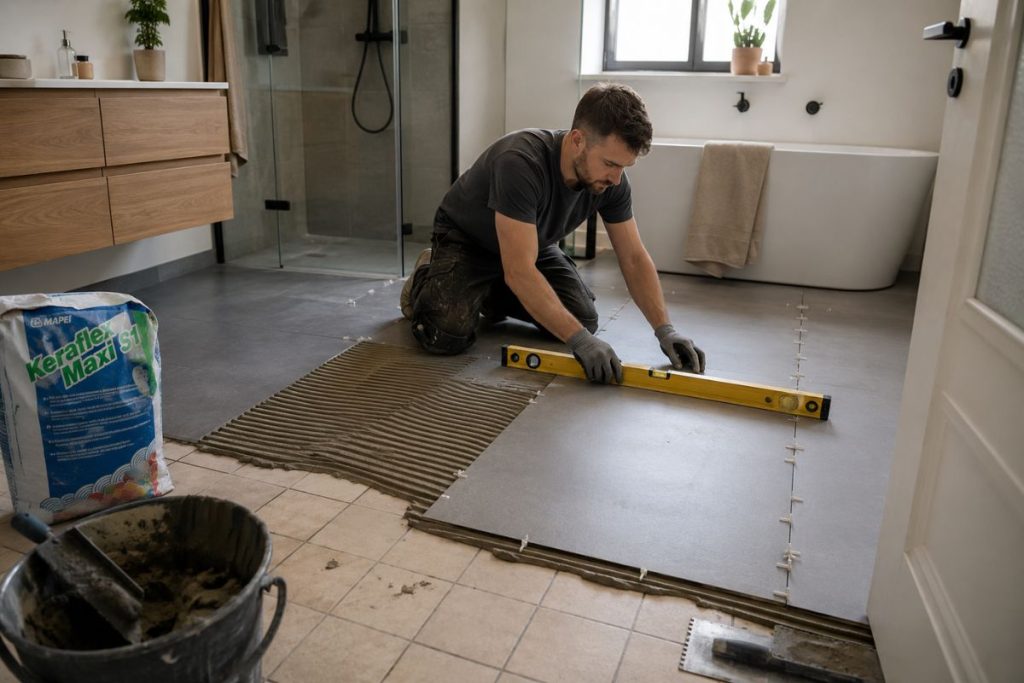 Legging av nye fliser oppå gamle Alt-tekst